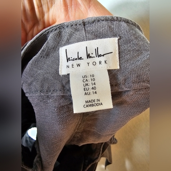 Nicole Miller Vintage Look Linen Blend Gray Shorts Women's Size 10 NWT - Picture 6 of 11